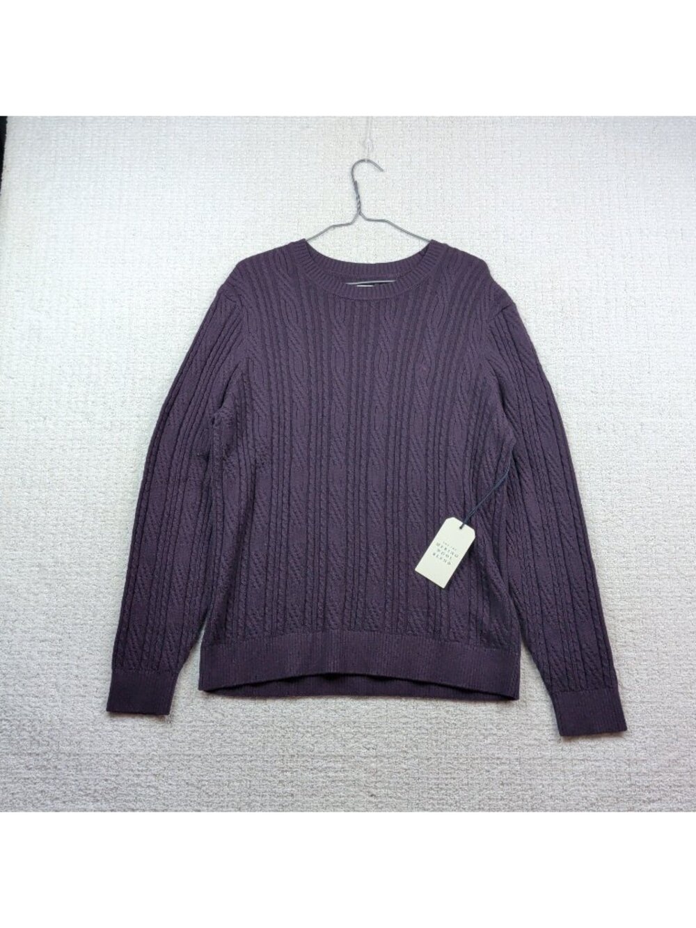 NWT Abercrombie & Fitch Cable Knit Merino Sweater Men M Burgundy Fitted Preppy